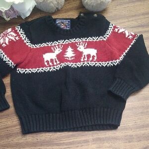🦌Boys 24 Months American Living Red and Black Crewneck Sweater